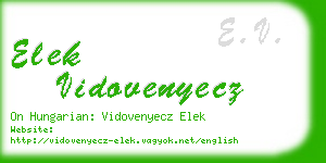 elek vidovenyecz business card